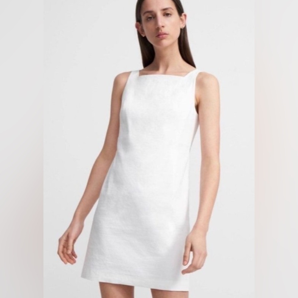 Theory Linen White Dress | Square Neck Size 4